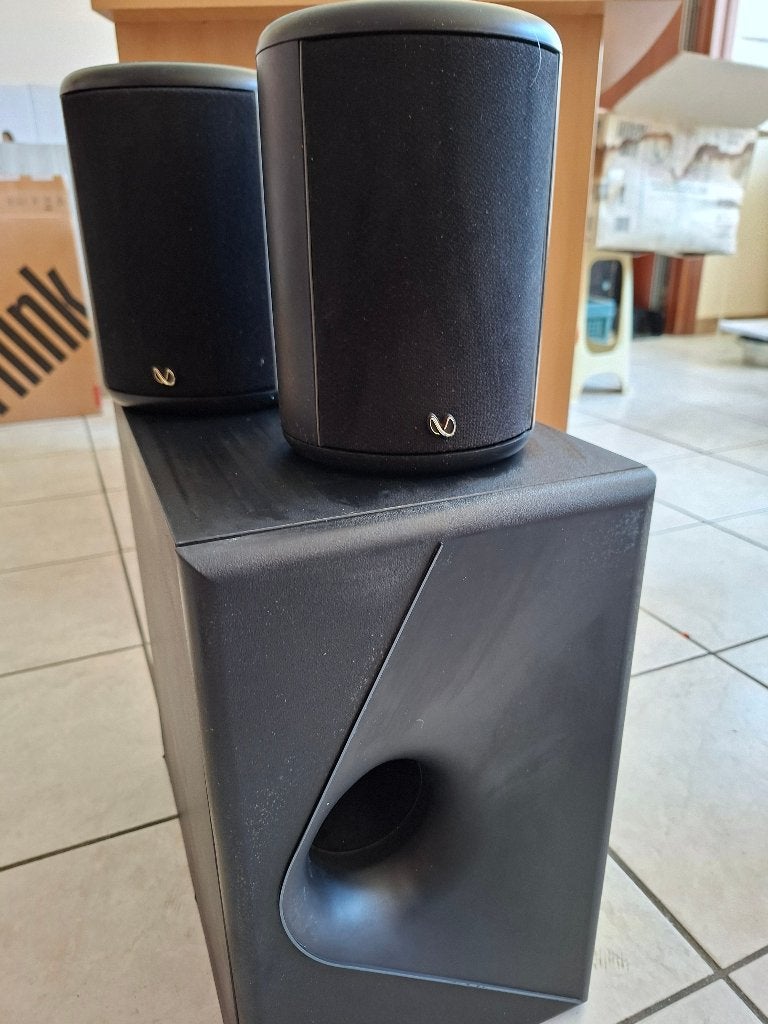 Infinity Micro II - 2 lots, TV, Hi-fi & Vidéo, Subwoofer, 60 à 120 watts, Enlèvement, Utilisé