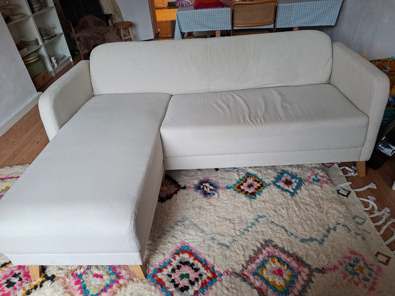 3-zit gebroken wit met longchair, Huis en Inrichting, Ophalen