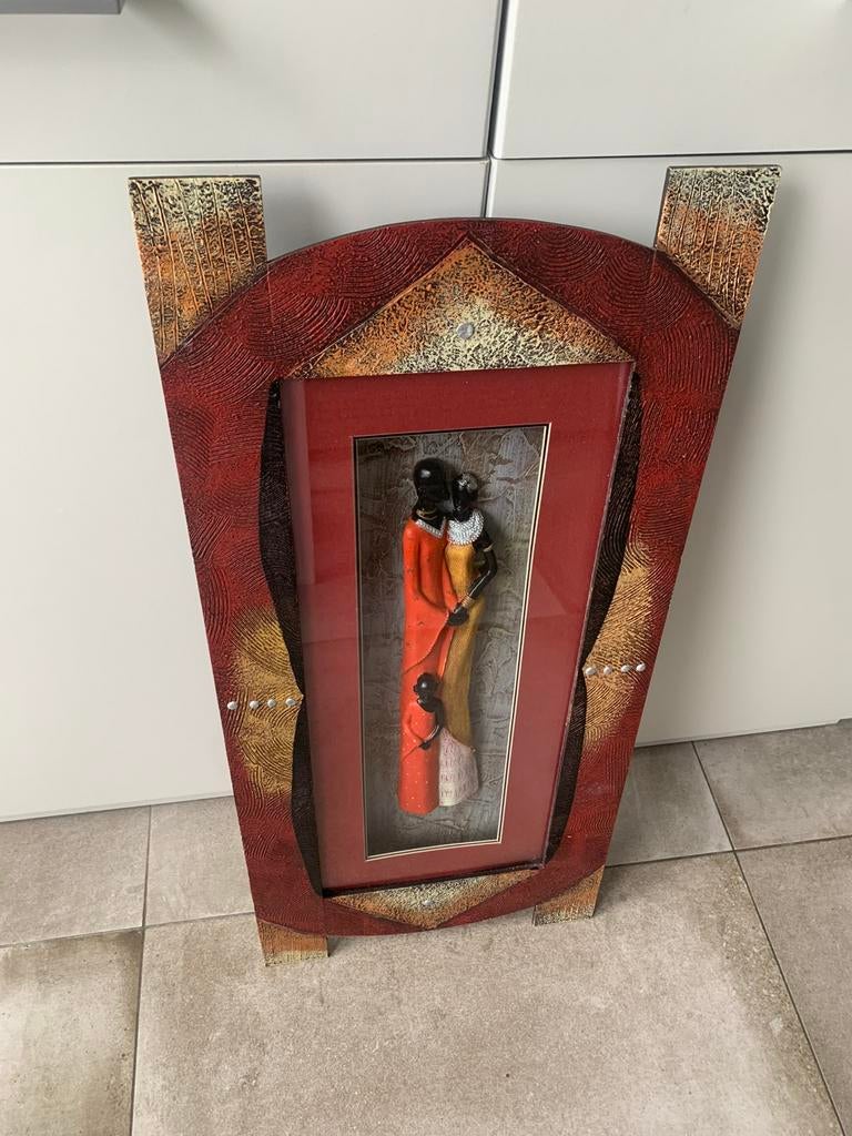 Afrikaanse sierlijst/spiegel (70/32 cm), Huis en Inrichting, Afrikaans, Ophalen