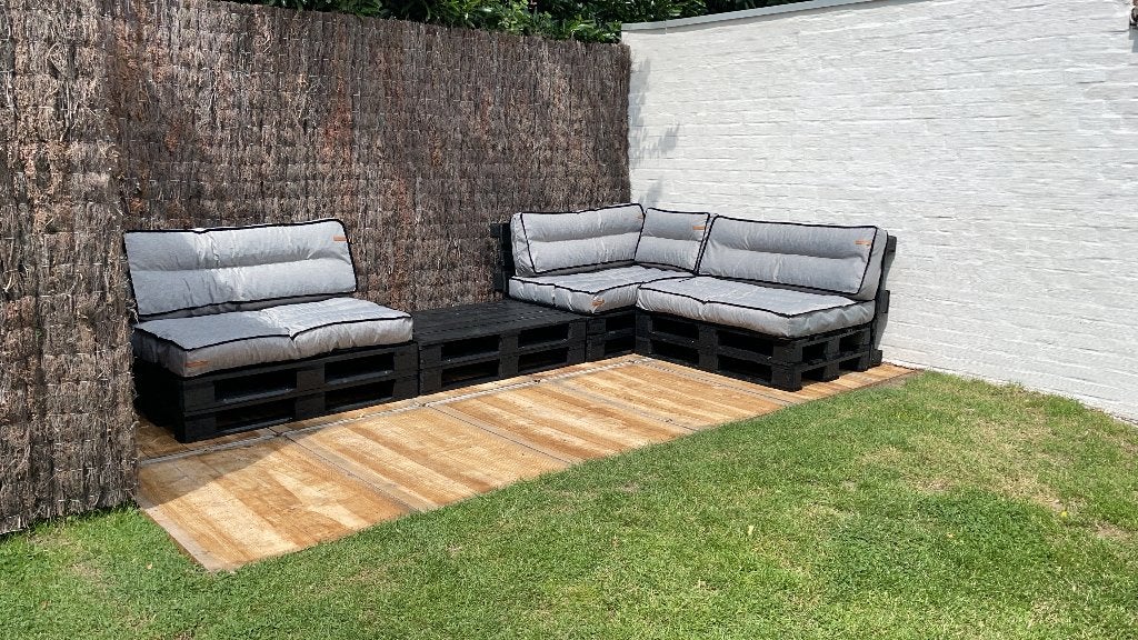 Pallet kussen Rexproduct + gratis paletten, Tuin en Terras, Ophalen, Gebruikt, 6 zitplaatsen, Bank