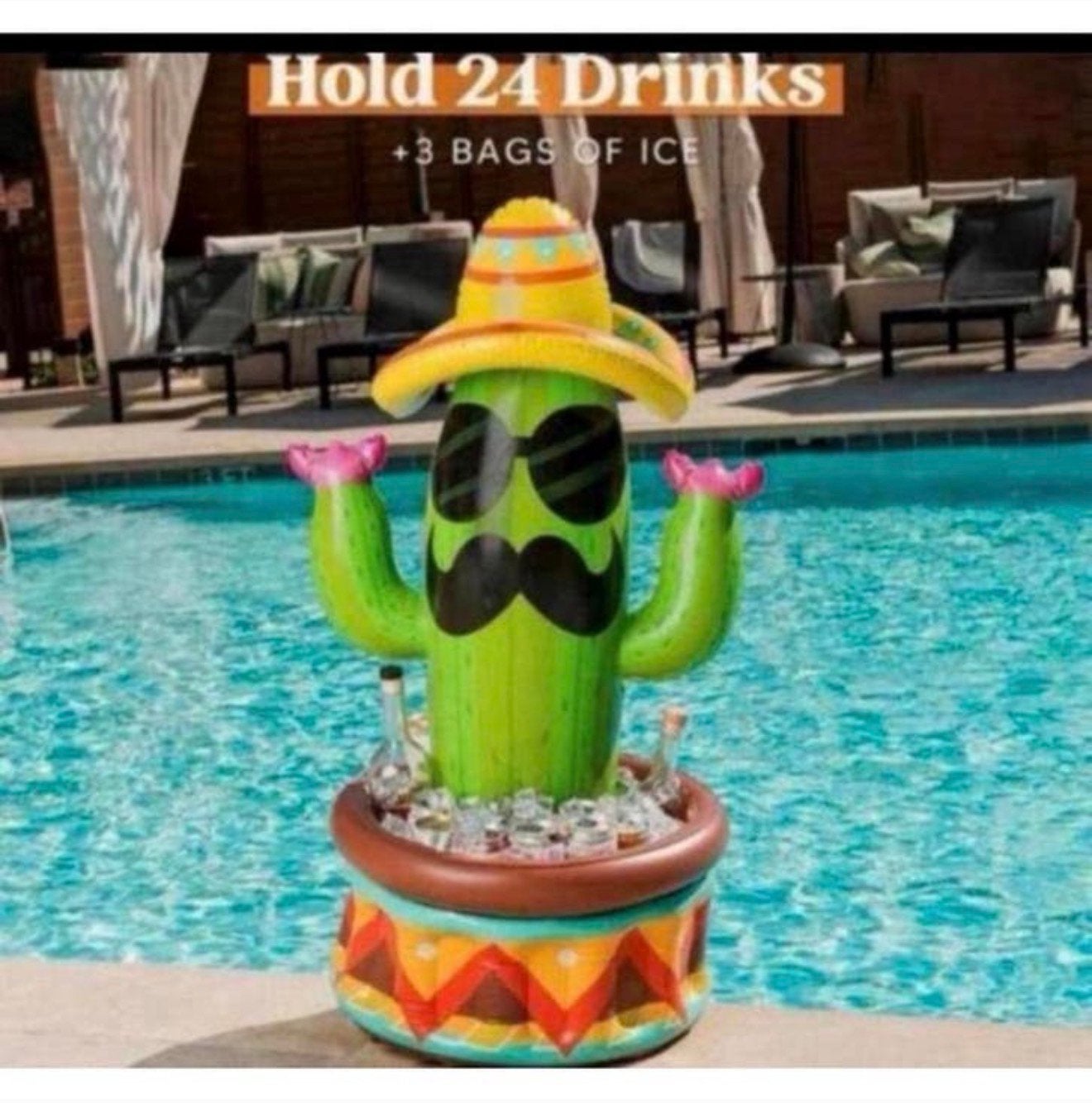 Cactus drink-drank-drankjes koeler cooler! Opblaasbaar 91cm, Kinderen en Baby's, Speelgoed | Buiten | Opblaasfiguren, Nieuw, Ophalen of Verzenden