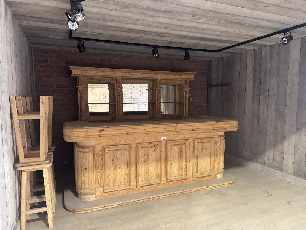 Houten barmeubel, toog, horeca, bar+kast+krukken, mancave, Ophalen, Gebruikt