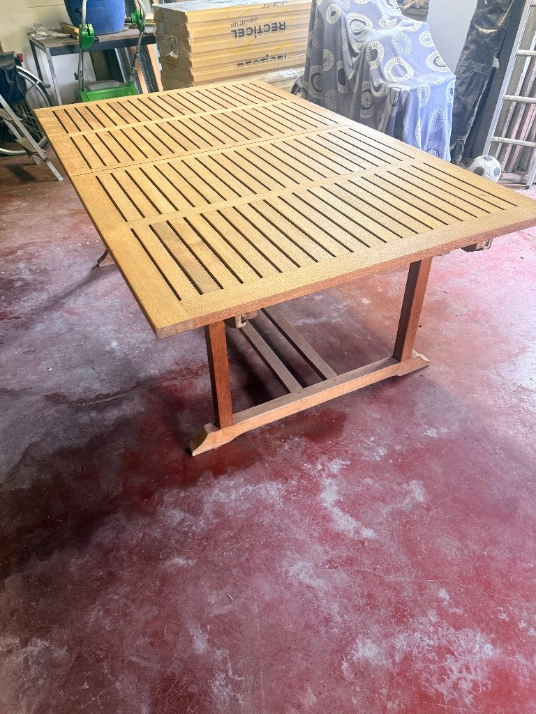 Uitschuifbare teak tafel 2 - 3 m x 1.2m breedte, Jardin & Terrasse, Enlèvement, Utilisé, Rectangulaire, Bois de teck