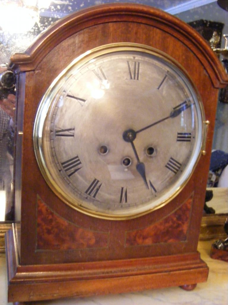 MAHONIE SCHOUWKLOK met inlegwerk, Ophalen of Verzenden