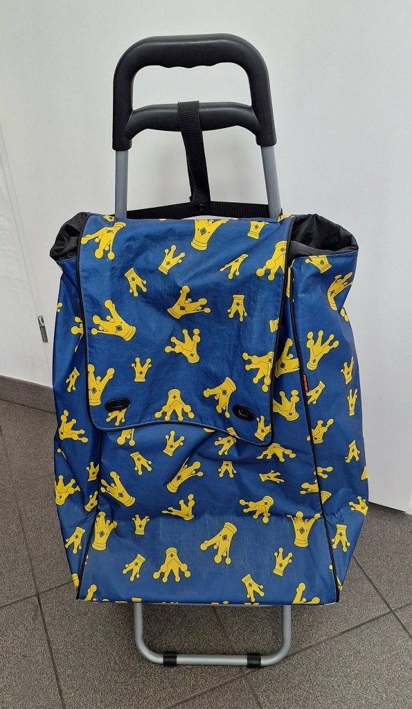 Te koop gebruikte boodschappentrolley van Ikea., Wieltjes, 30 cm of meer, Gebruikt, Blauw