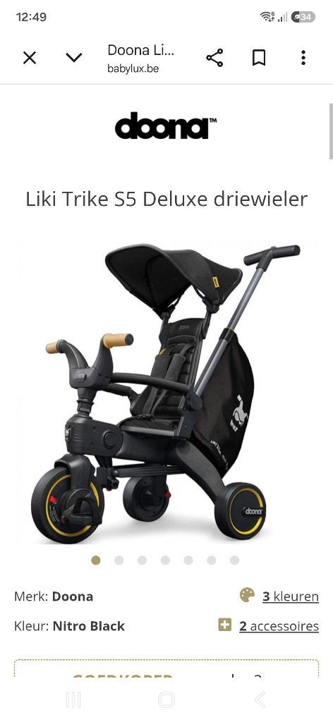 Driewieler doona deluxe, Fietsen en Brommers, Ophalen, Zo goed als nieuw, Doona, Duwstang