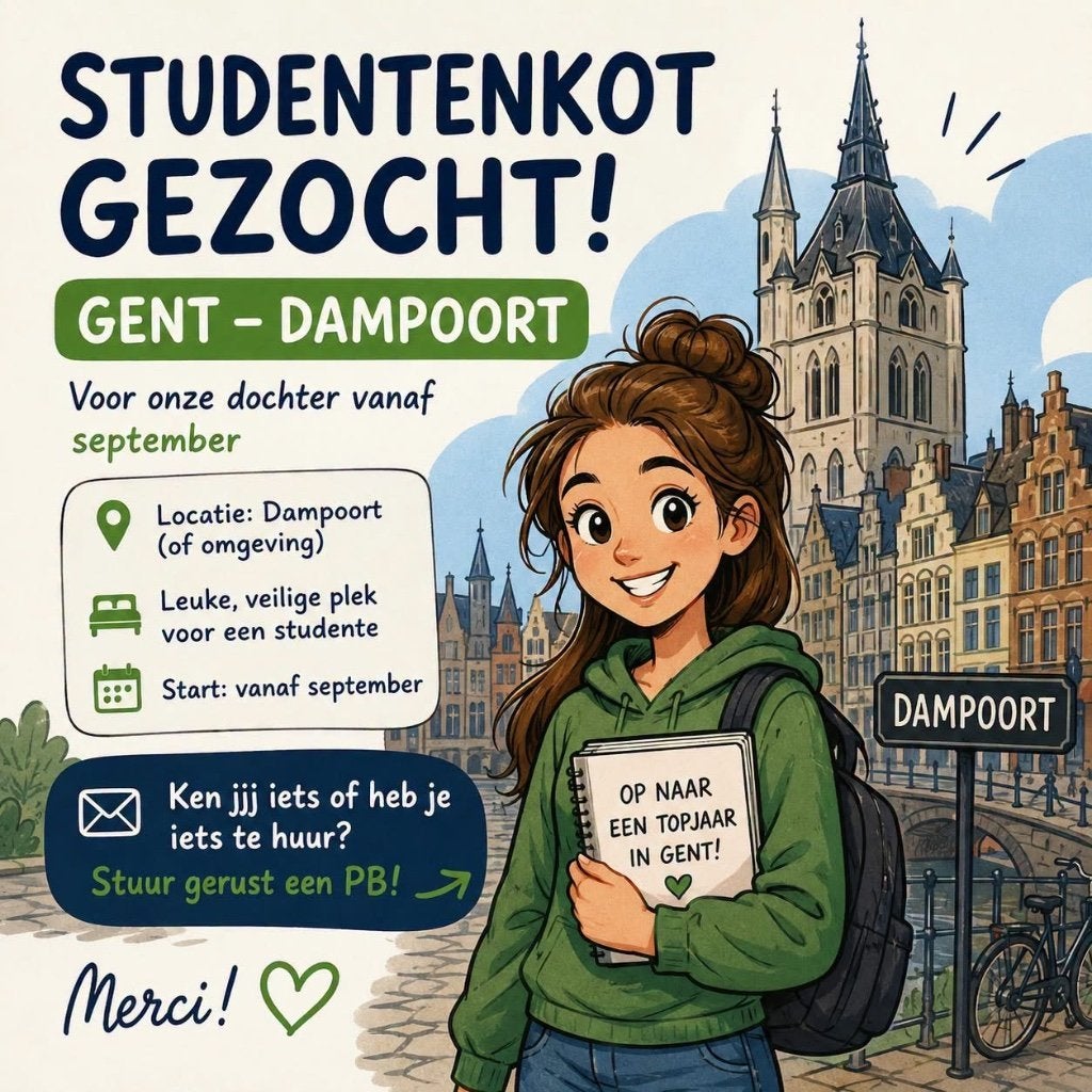 Studenten kot gezocht te Gent (dampoort), 20 à 35 m², Gand
