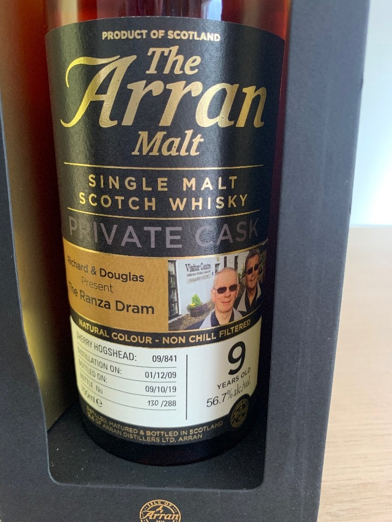 Whisky Arran private cask the Ranza dram, Verzamelen, Ophalen, Nieuw, Vol