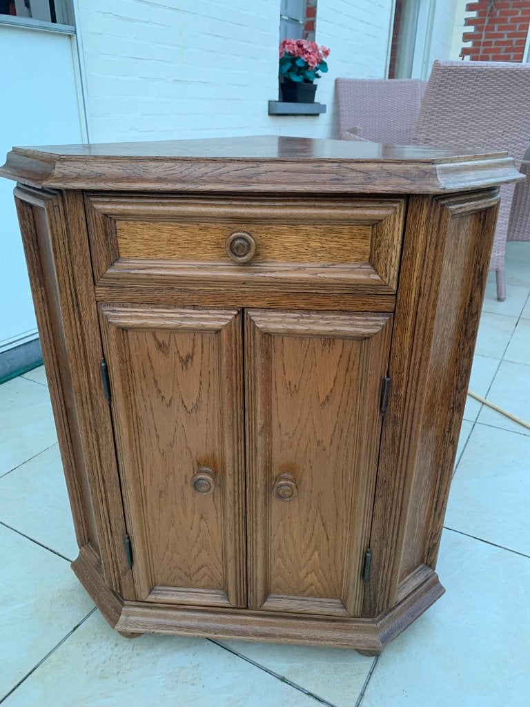 Armoire d'angle en chêne avec tiroir et 2 portes, Maison & Meubles, Enlèvement, Utilisé, Chêne, Avec tiroir(s)