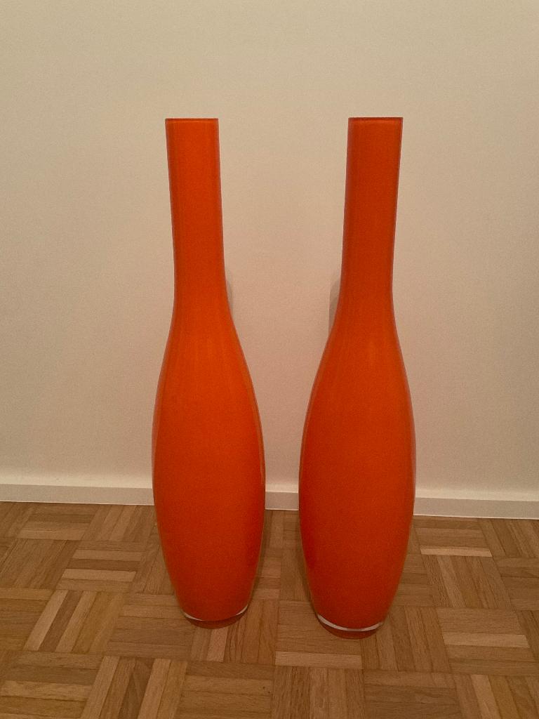 2 orenje design vazen, Ophalen, Gebruikt, 50 tot 75 cm, Oranje