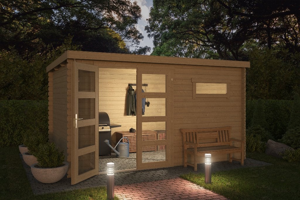 Cabane en rondins Timian 380x230 en épicéa non traité, Envoi, Neuf