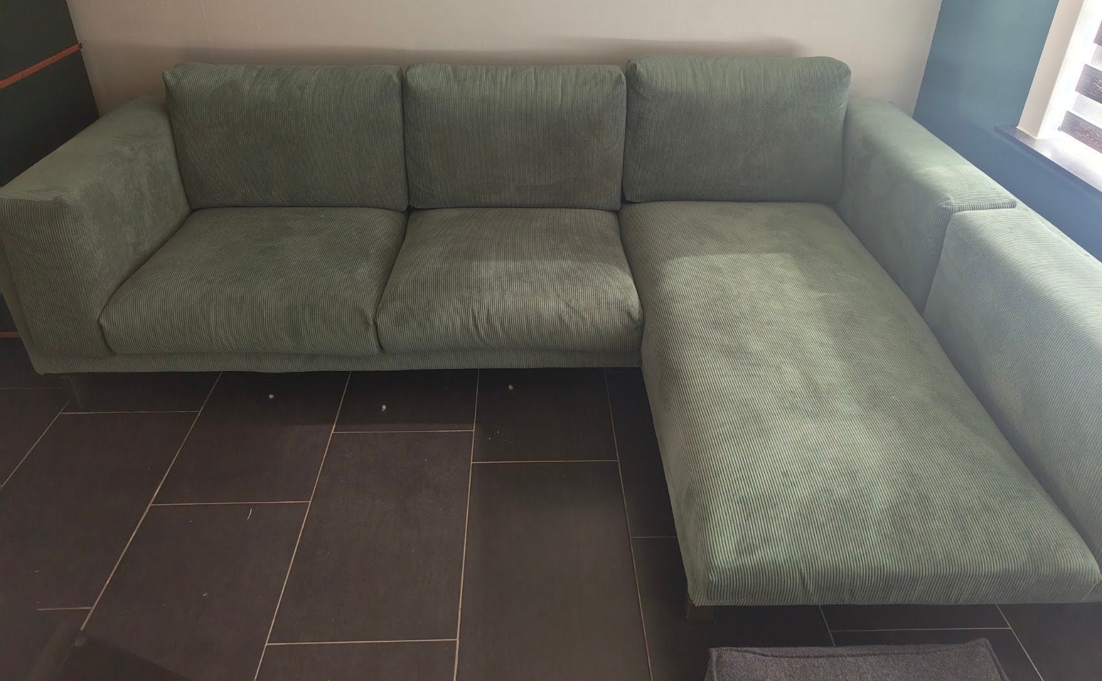Nockeby 3-zits zetel met chaise longue rechts, Ophalen, Gebruikt, Kunststof, IKEA 3 hoek zit