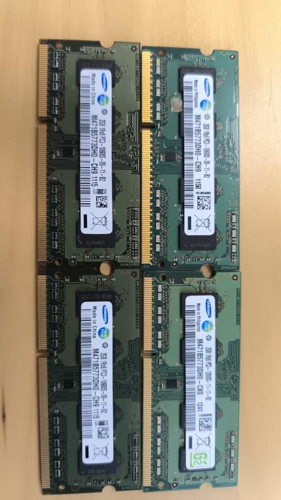 Samsung 4x2GB DDR3 10600 09-11 sodimm, Computers en Software, RAM geheugen, Ophalen, Gebruikt, DDR3, 2 GB