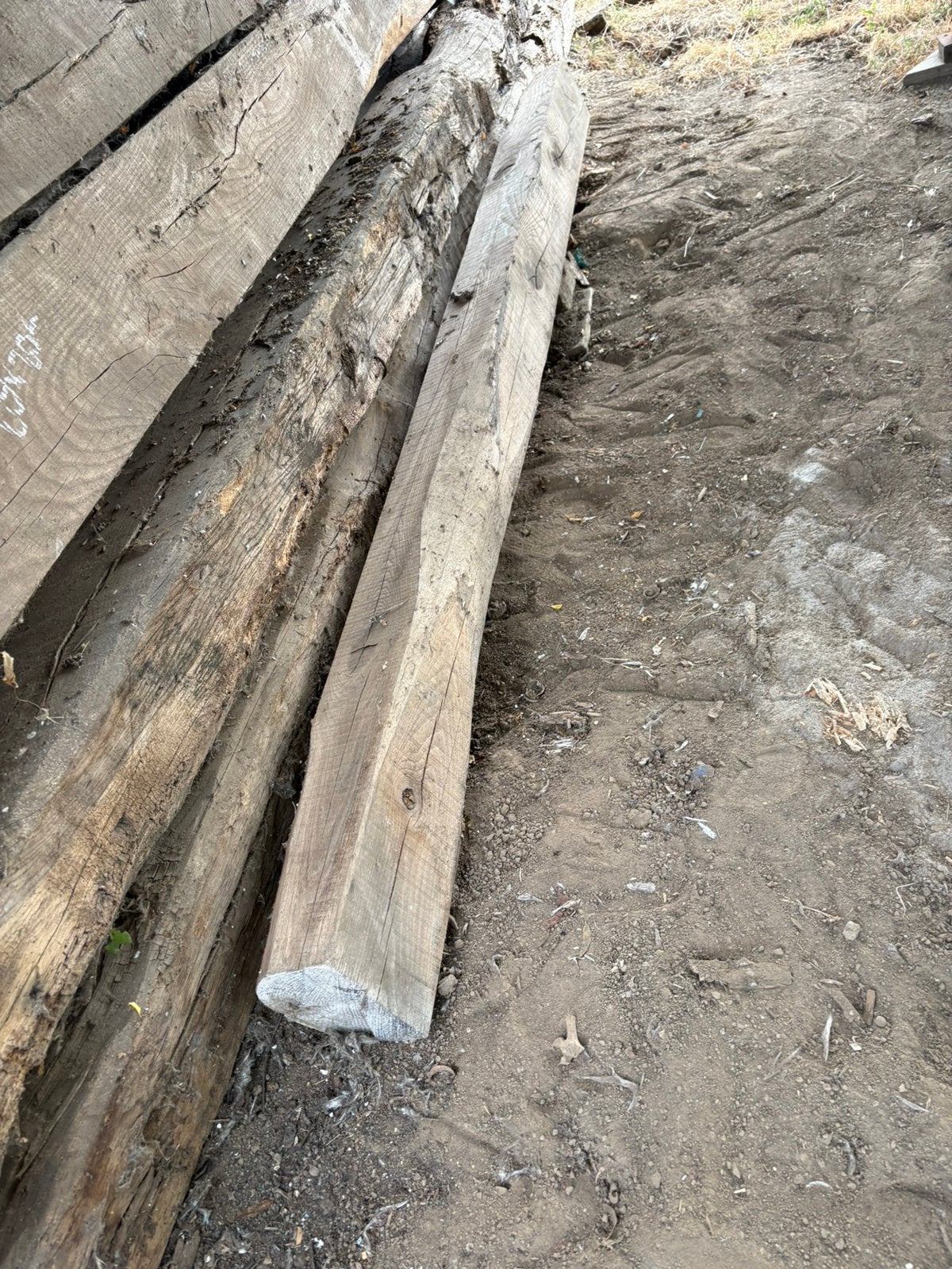 Rustieke Eiken balken 4 st, Doe-het-zelf en Bouw, Ophalen, Gebruikt, Eiken, Balk