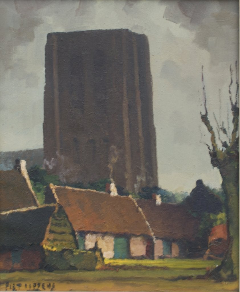 Piet Lippens (1890-1981): Oostkerke (O/D, 71 x 81 cm), Ophalen of Verzenden