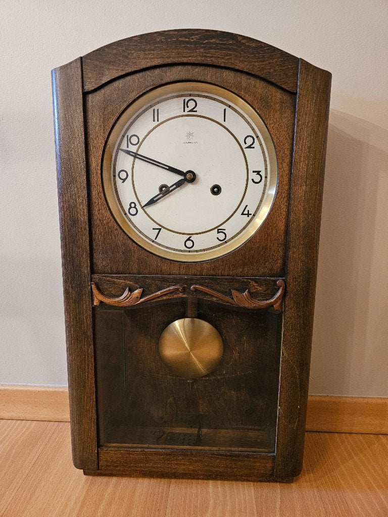 Horloge murale/régulateur Junghans — Bois de chêne ('30/'50), Antiquités & Art, Enlèvement