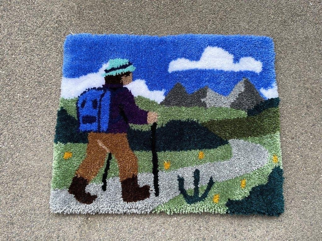 Handgemaakt Tufted Tapijt  (40x48 cm) – Uniek stuk, Antiek en Kunst, Overige typen, Ophalen of Verzenden, Handgemaakt, 20 - 50 cm