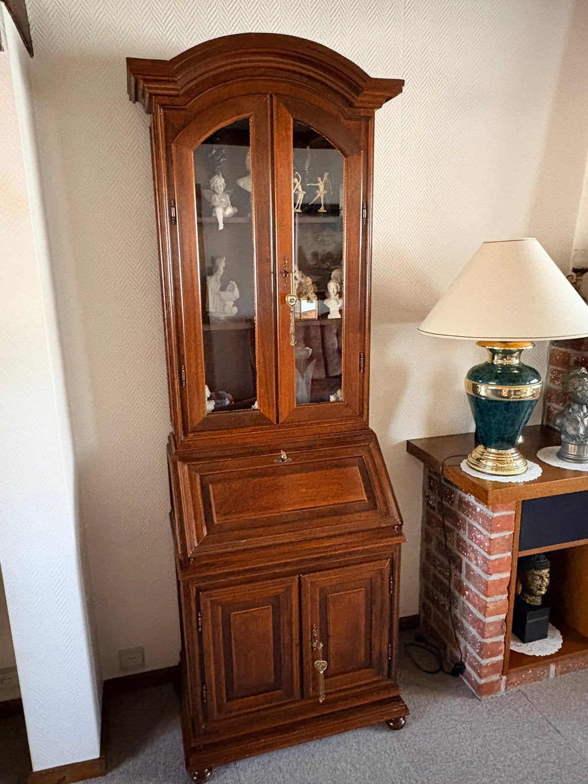 Klassieke Secretaire met Vitrine opzetkast (2-delig), Ophalen, Gebruikt, Klassiek