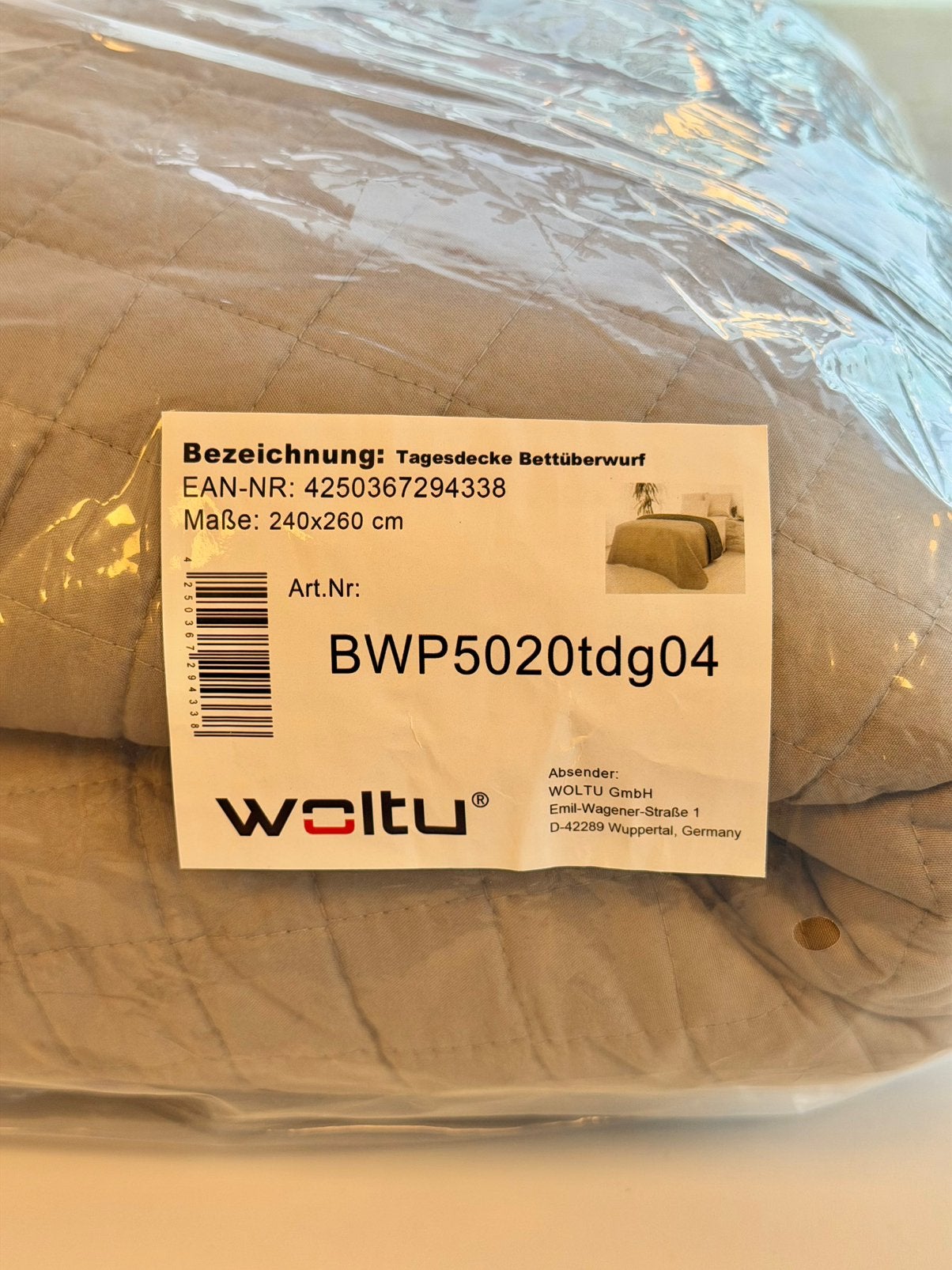 WOLTU Gewatteerde Bedsprei 240x260 Taupe Donkergrijs sprei, Ophalen of Verzenden, Nieuw, Tweepersoons, Beige