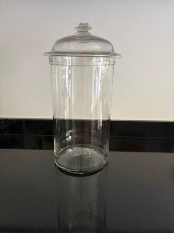 GROTE GLAZEN POT MET DEKSEL / VOORRAADPOT, Antiek en Kunst, Ophalen