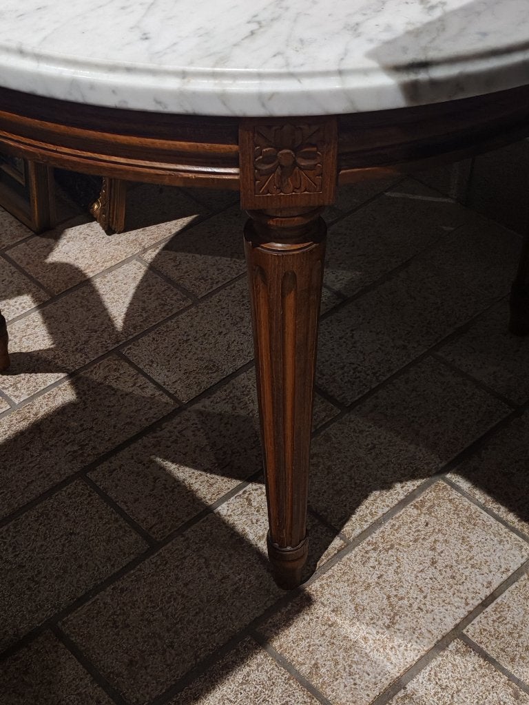 Houten tafel met marmer blad, Antiek en Kunst, Ophalen