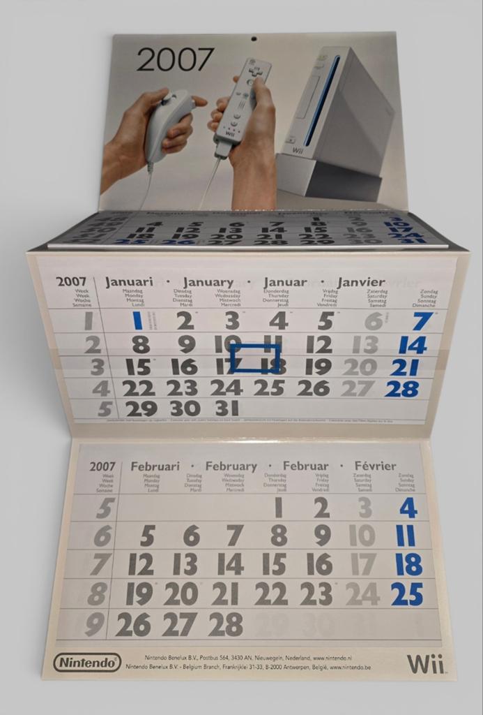 Calendrier Nintendo Wii 2007, Consoles de jeu & Jeux vidéo, Enlèvement ou Envoi