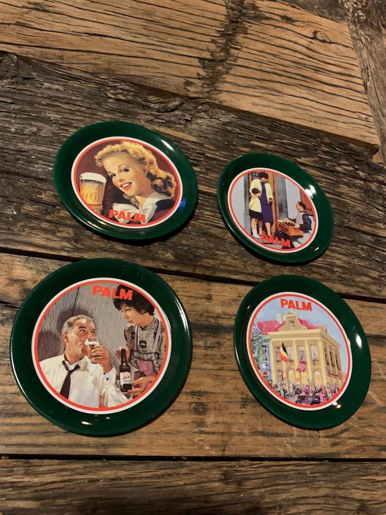 4 Vintage Palm onderzetters - Belgian beer coasters, Ophalen of Verzenden, Zo goed als nieuw, Palm