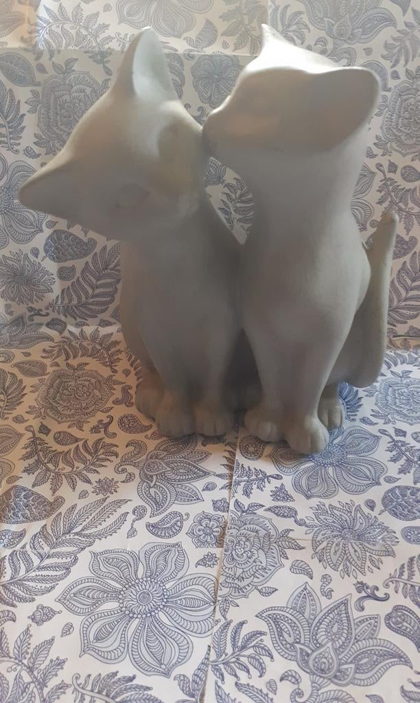 Couple de chats en resine grise, Collections, Enlèvement ou Envoi, Utilisé