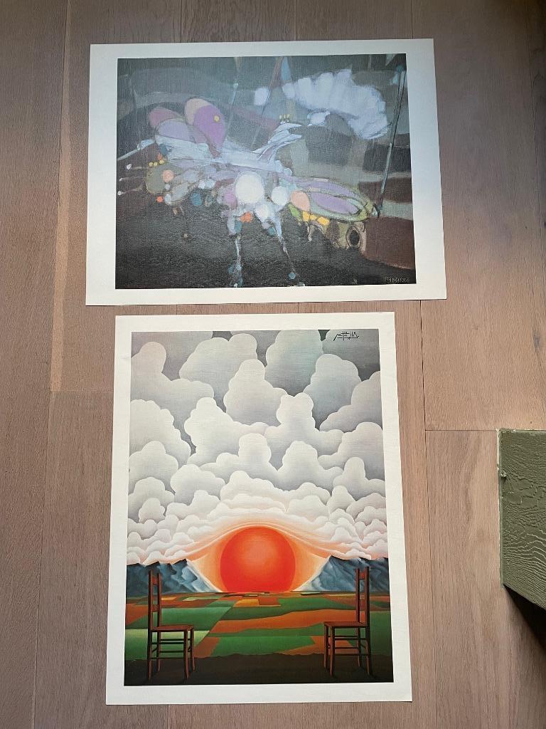 10 oude kunst posters in originele omslag / kaft, Ophalen