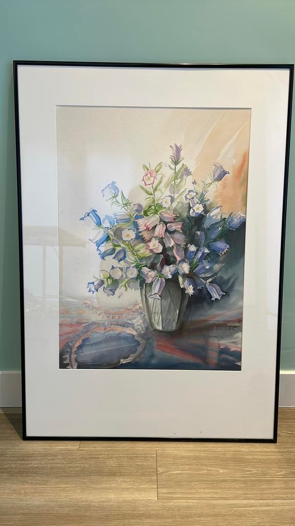 Aquarelle, peinte à la main, avec cadre, Enlèvement, Comme neuf