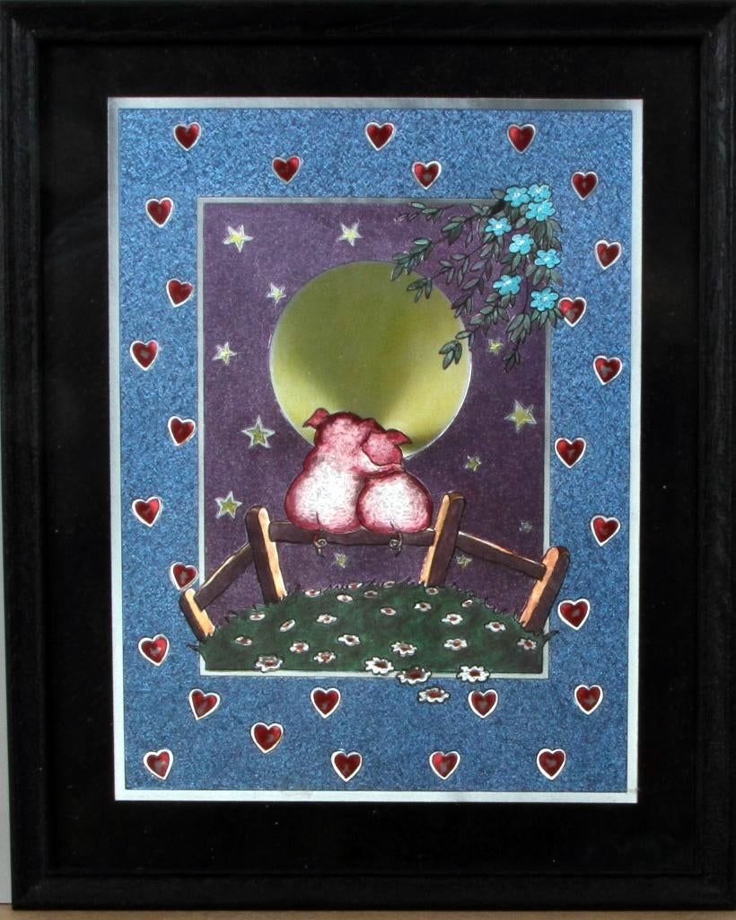 décoration d'intérieur : Cadre avec cochons amoureux, Enlèvement ou Envoi, Comme neuf