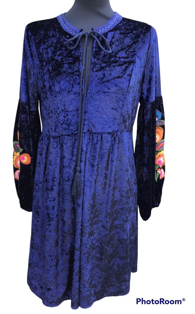 blauw fluwelen jurkje mt 36-38, Kleding | Dames, Blauw, Kilibibbi, Nieuw, Ophalen of Verzenden