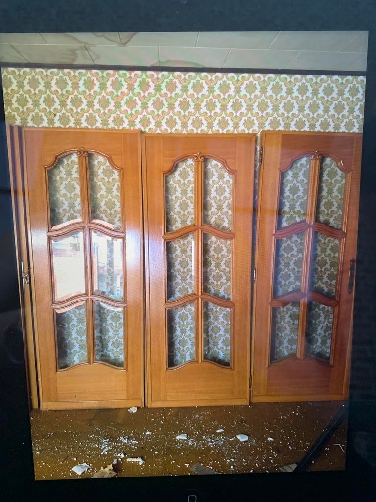 4-delige eiken glas deur, Doe-het-zelf en Bouw, Deuren en Vliegenramen, Ophalen, Gebruikt, Glas, Binnendeur
