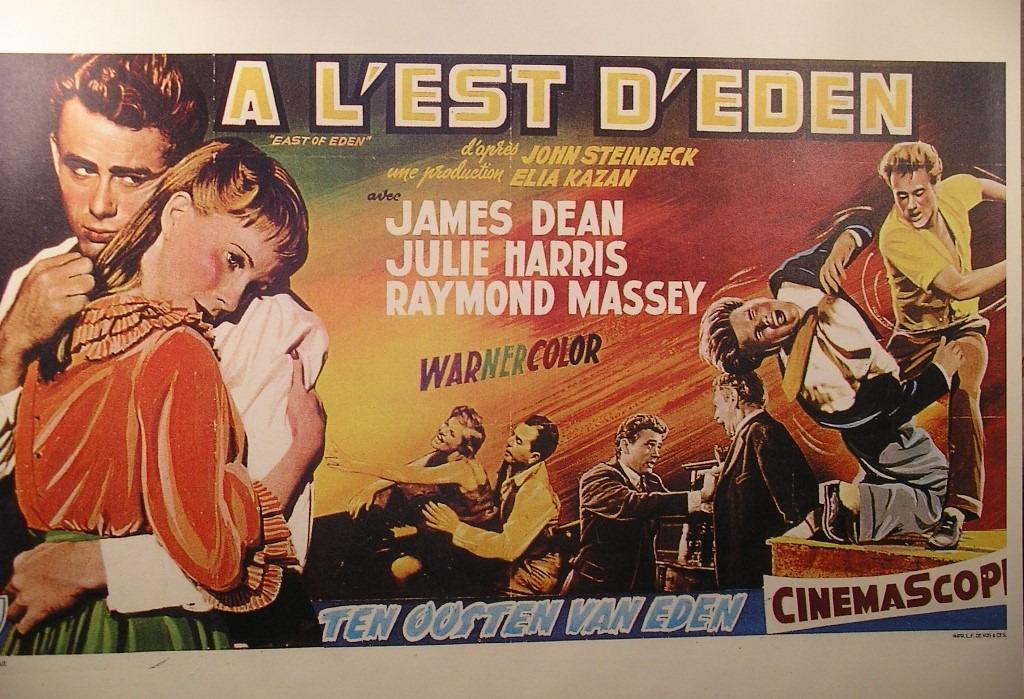 AFFICHE CINEMA PLASTIFIEE/A L'EST D'EDEN", Enlèvement ou Envoi, Rectangulaire horizontal, Utilisé, Cinéma et TV