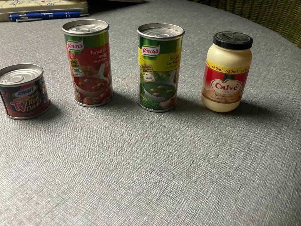 MINI BLIK-JES  SOEP KNORR WORSTJES ZWAN MAYONAISE CALVE, Verzamelen, Ophalen of Verzenden, Zo goed als nieuw