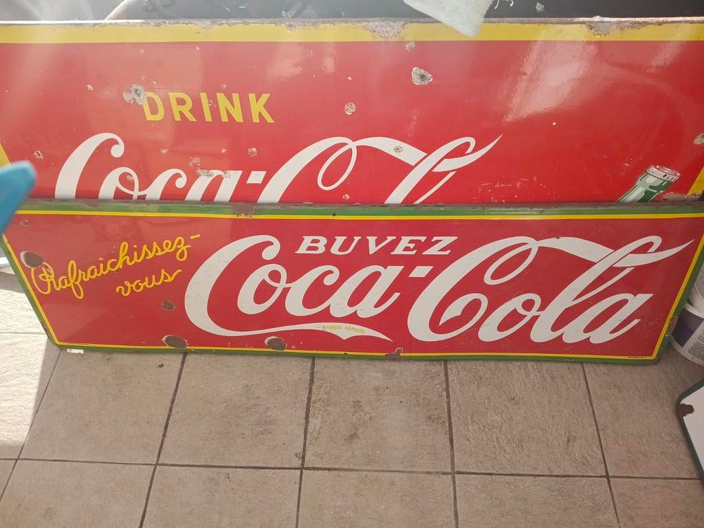Coca Cola emaillebord 1937 , 145x43 cm, Ophalen