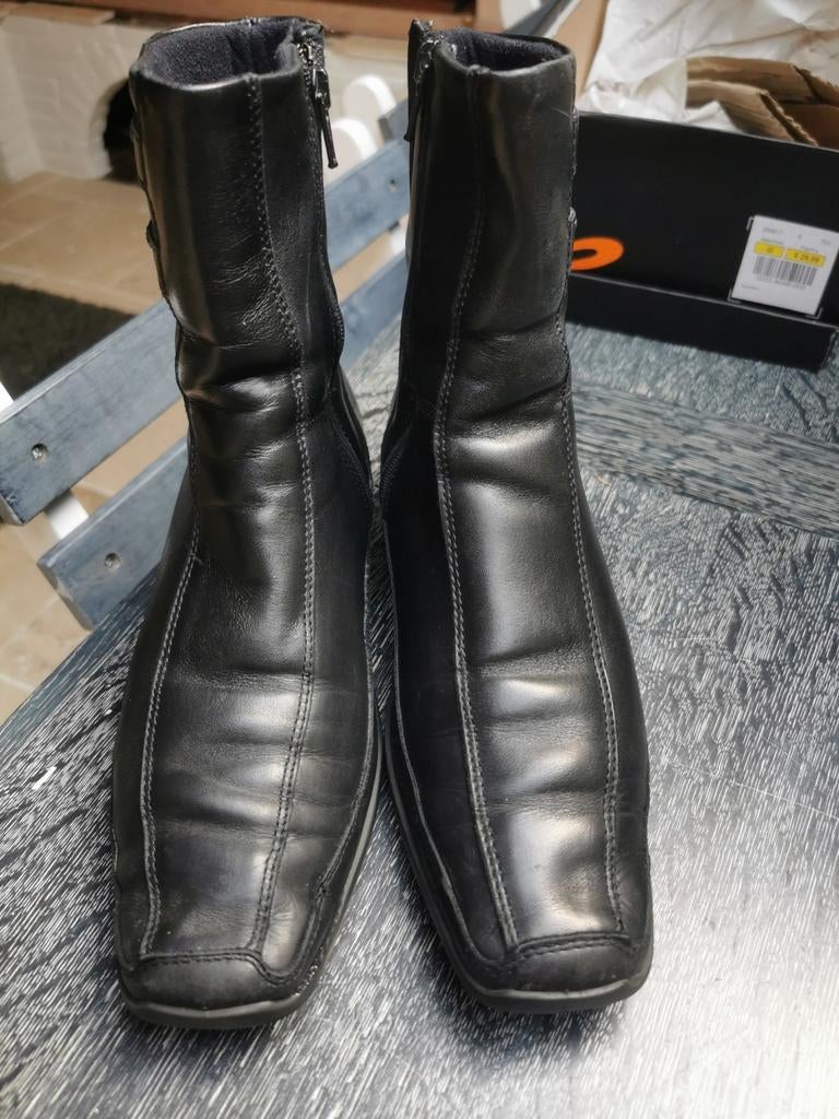 Bottes femme en cuir noir, Enlèvement ou Envoi, Comme neuf, Noir