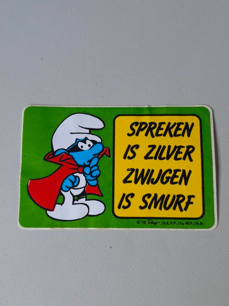 Autocollant Schtroumpf conspirateur, Envoi, Comme neuf, Autres Schtroumpfs, Autres types