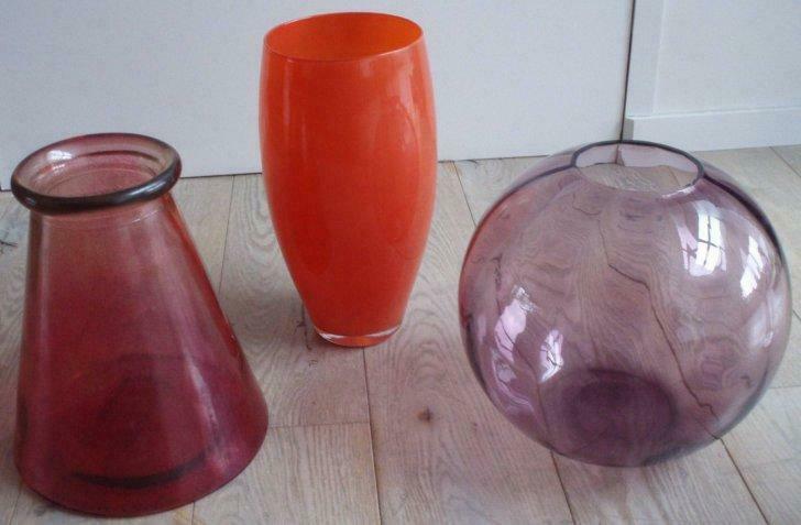 Au choix Vase en verre (mauve/orange/fushia) Excellent etat, Enlèvement, Utilisé, Orange, Verre