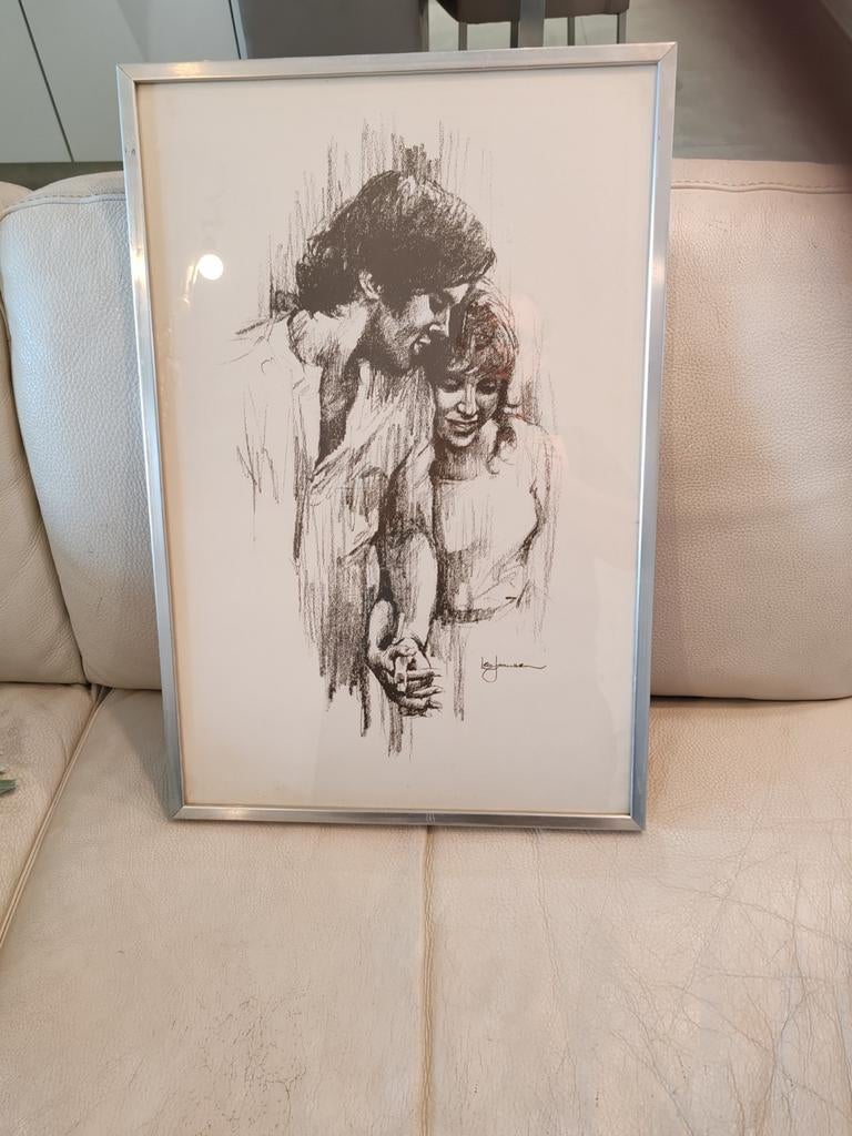 Prachtige tekening van Leo Jansen verliefd koppel, Ophalen