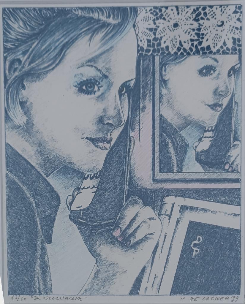 Paul De Cocker (1931-2020): De Secretaresse 23/50 (33x38cm), Ophalen of Verzenden