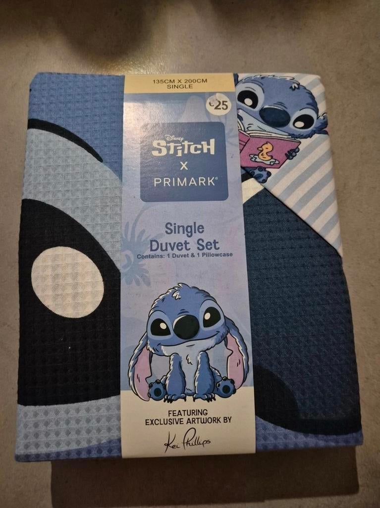 Stitch 1persoons dekbedovertrek nieuw, Huis en Inrichting, Eenpersoons, Blauw, Dekbedovertrek, Nieuw