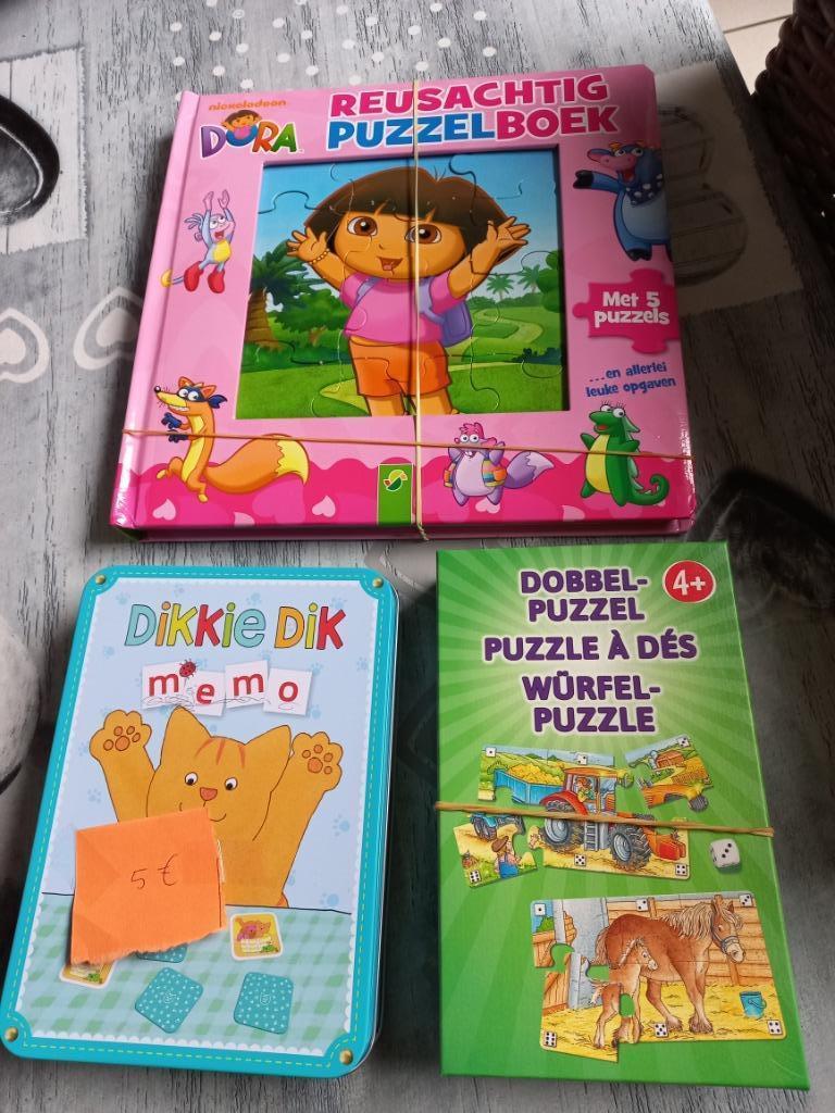 Dora puzzelboek,dobbelpuzzel,memo dikkie dik, Ophalen of Verzenden