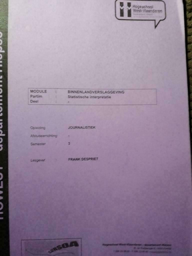 cursus BINNENLANDVERSLAGGEVING, Enlèvement ou Envoi, Comme neuf, Enseignement supérieur professionnel