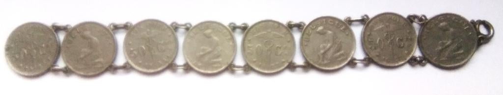 armband gemaakt van 8 50ct belgische muntstukken, Ophalen of Verzenden, Overig, Setje