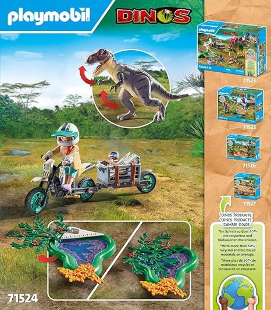 Playmobil  motorfiets en tyrannosaurus GRATIS LEVERING, Verzenden, Nieuw, Complete set