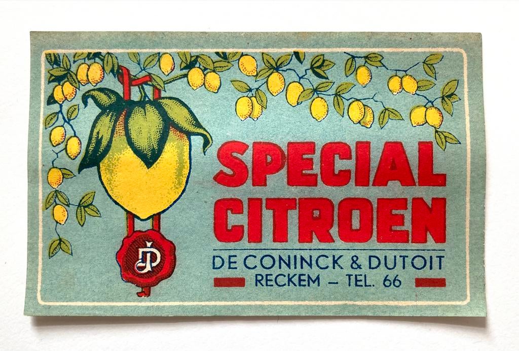 Etiket Special Citroen De Coninck & Dutoit Rekkem Menen, Enlèvement ou Envoi, Comme neuf