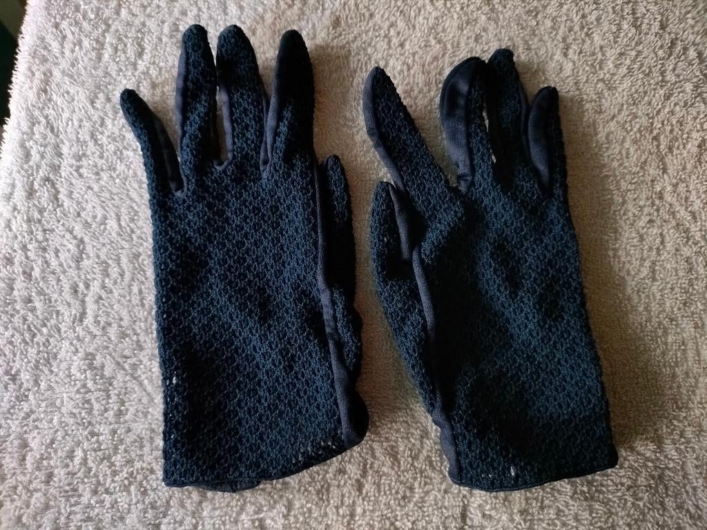 vintage blauwe handschoenen fijne stof, Ophalen of Verzenden, Zo goed als nieuw, Handschoenen
