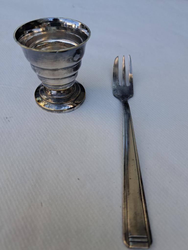 coquetier et fourchette, Antiquités & Art, Enlèvement ou Envoi, Argent