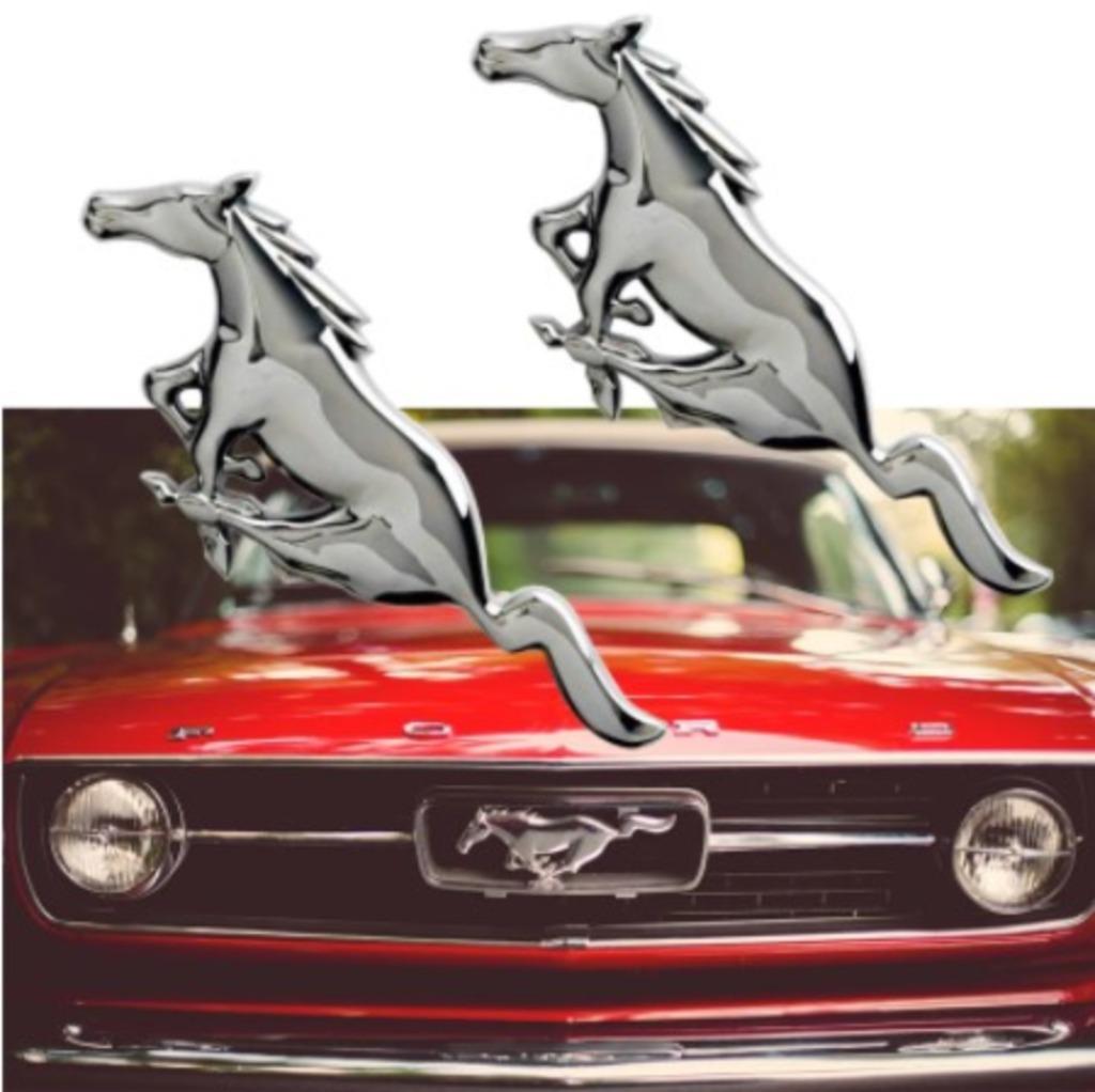 Ford Mustang embleem pony paar metalen logo oldtimer USA, Enlèvement ou Envoi, Ford USA
